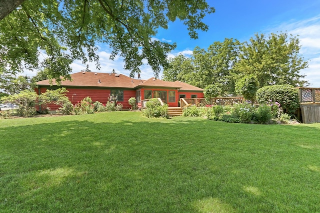 26435 N US Highway 45, Mundelein, IL 60060 - view of grassy yard with a wooden deck