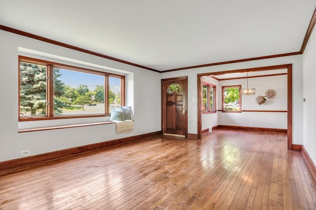 26435 N US Highway 45, Mundelein, IL 60060 - foyer featuring hardwood / wood-style flooring, ornamental molding, and a chandelier
