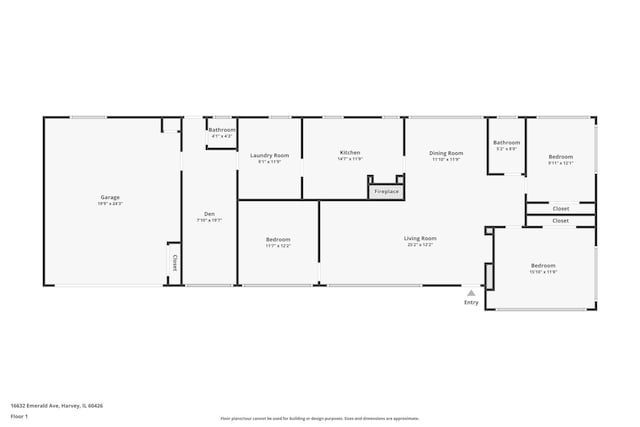 16632 Emerald Ave, Harvey, IL 60426 - view of floor plan / room layout