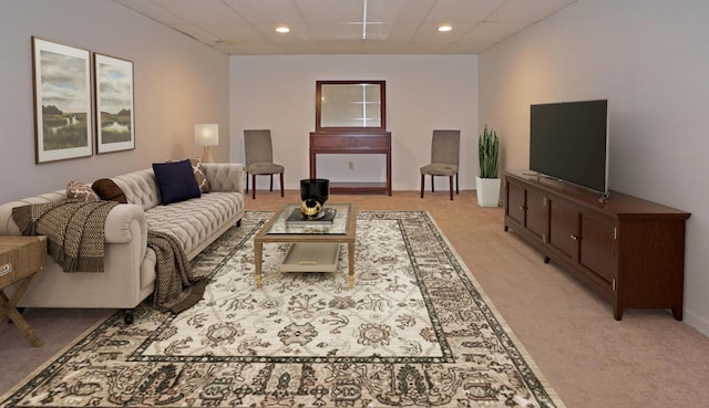 6924 Cody Ln, Rockford, IL 61107 - living area with light carpet, recessed lighting, and a drop ceiling