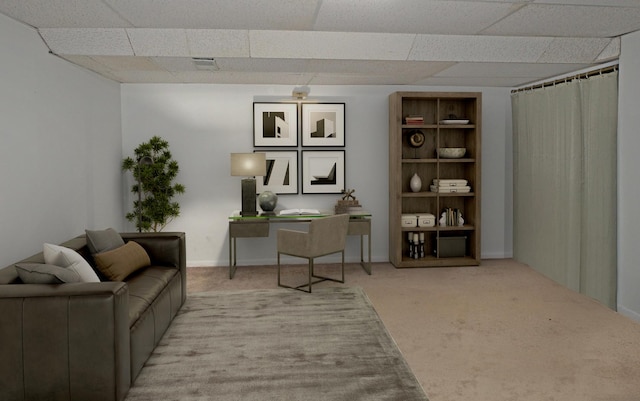 6924 Cody Ln, Rockford, IL 61107 - carpeted living area featuring a drop ceiling