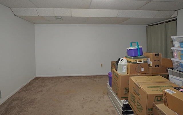 6924 Cody Ln, Rockford, IL 61107 - finished below grade area with carpet and a drop ceiling