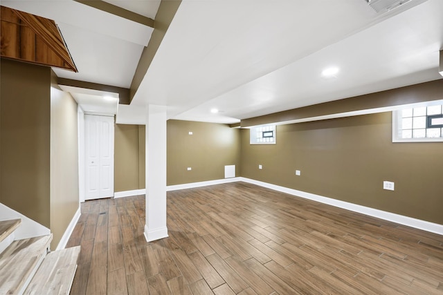 3832 W 81st St, Chicago, IL 60652 - below grade area with wood finished floors, plenty of natural light, and stairs