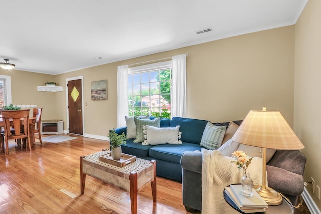 137 School St, Grayslake, IL 60030 - living room with ornamental molding and light wood-type flooring