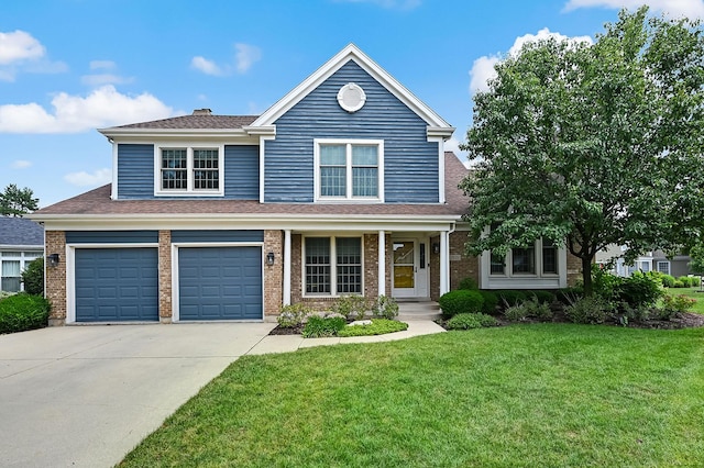 1501 Pine View Ct, Darien, IL 60561 - traditional home featuring driveway, a front yard, an attached garage, and brick siding
