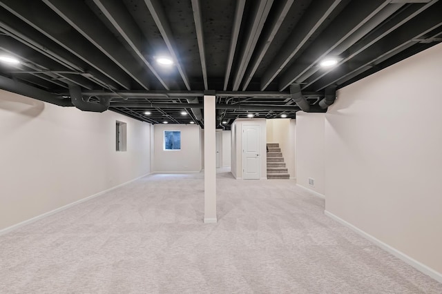 1501 Pine View Ct, Darien, IL 60561 - basement featuring electric panel, carpet, and stairway