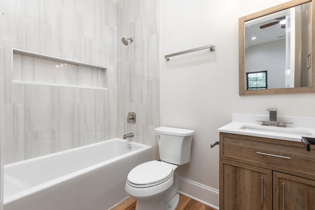 223 Center St, Naperville, IL 60540 - bathroom featuring vanity, tub / shower combination, and wood finished floors
