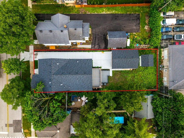 223 Center St, Naperville, IL 60540 - aerial view of property's location with property parcel outlined