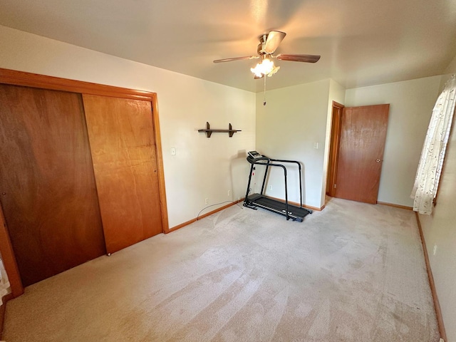 919 S Vermillion St, Streator, IL 61364 - exercise room with ceiling fan and light carpet