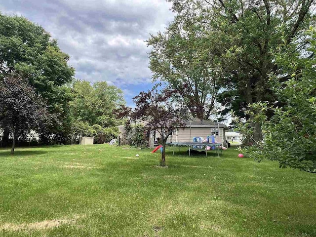 8212 Cameo Dr, Machesney Park, IL 61115 - view of green lawn with a trampoline