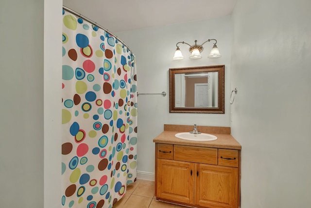 300 Village Ln, Seneca, IL 61360 - full bath with vanity, tile patterned flooring, and curtained shower