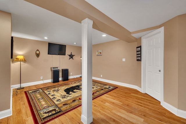 300 Village Ln, Seneca, IL 61360 - finished below grade area with wood finished floors and recessed lighting