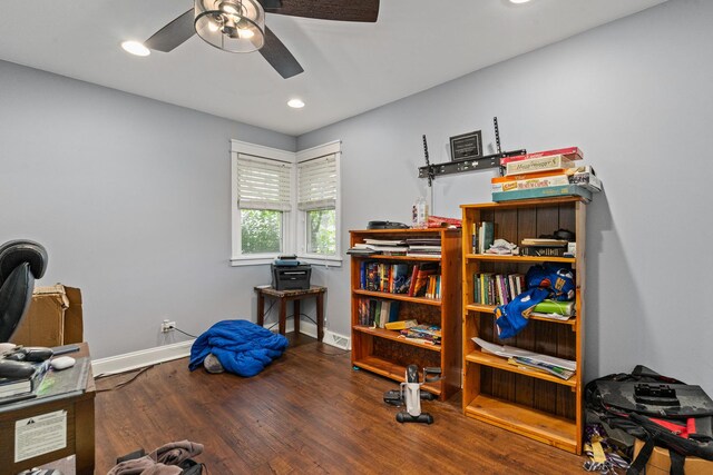 16000 Long Ave, Oak Forest, IL 60452 - misc room with a ceiling fan, wood finished floors, a desk, and recessed lighting