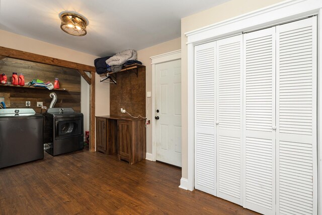 16000 Long Ave, Oak Forest, IL 60452 - washroom featuring washing machine and clothes dryer and dark wood finished floors