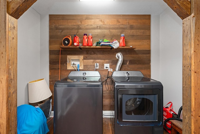 16000 Long Ave, Oak Forest, IL 60452 - laundry area with washer and dryer and wooden walls