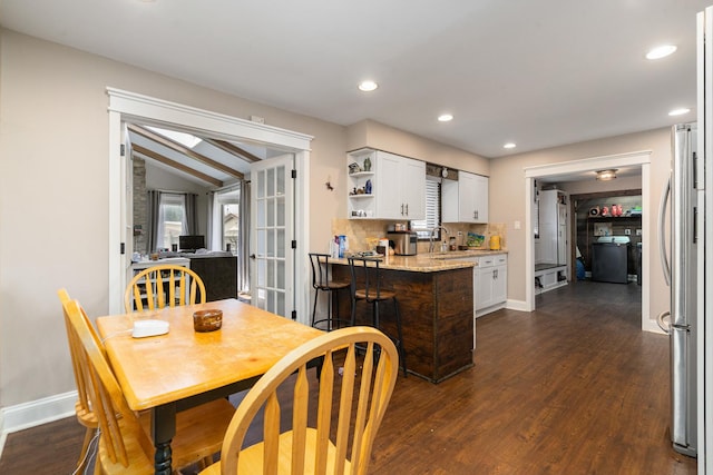 16000 Long Ave, Oak Forest, IL 60452 - dining area featuring dark wood finished floors, recessed lighting, and lofted ceiling