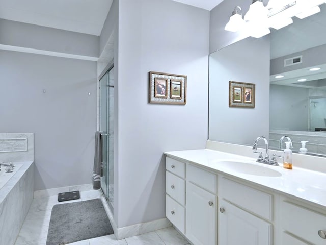 14031 Norwich Ln Unit 101, Orland Park, IL 60467 - bathroom with a shower stall, vanity, and a garden tub
