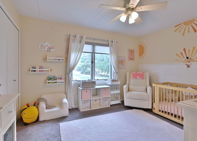 14031 Norwich Ln Unit 101, Orland Park, IL 60467 - carpeted bedroom with a crib and a ceiling fan