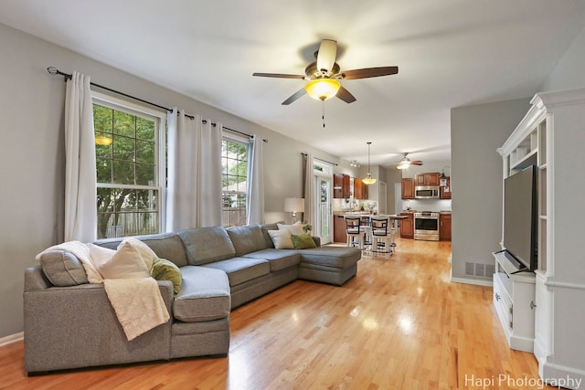 768 Wexford Ct, Grayslake, IL 60030 - living room featuring ceiling fan and light wood finished floors