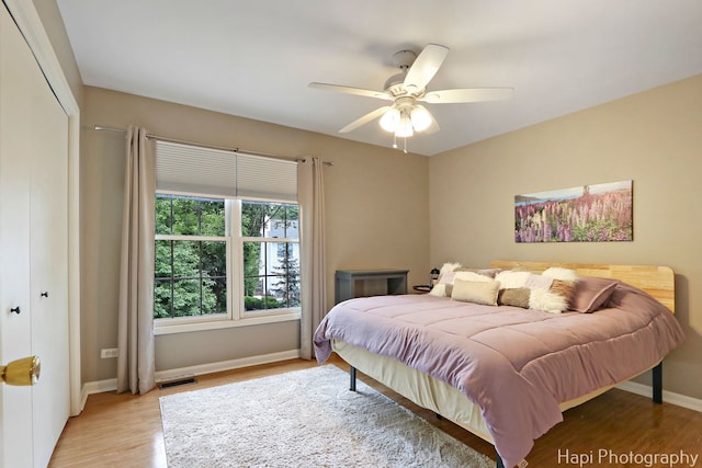 768 Wexford Ct, Grayslake, IL 60030 - bedroom featuring wood finished floors, ceiling fan, and a closet