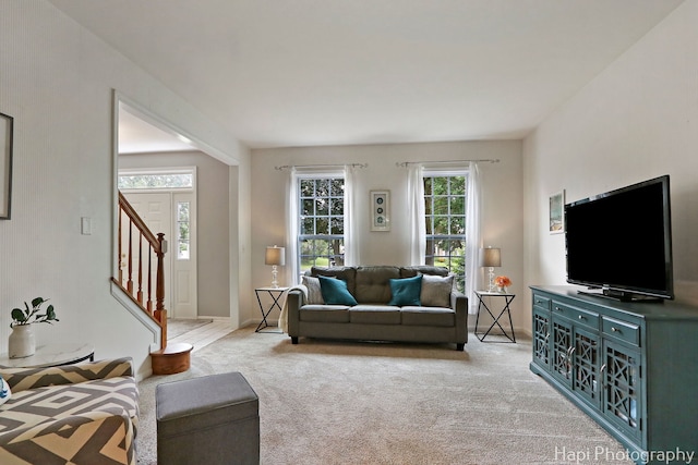 768 Wexford Ct, Grayslake, IL 60030 - living area with light carpet and stairs