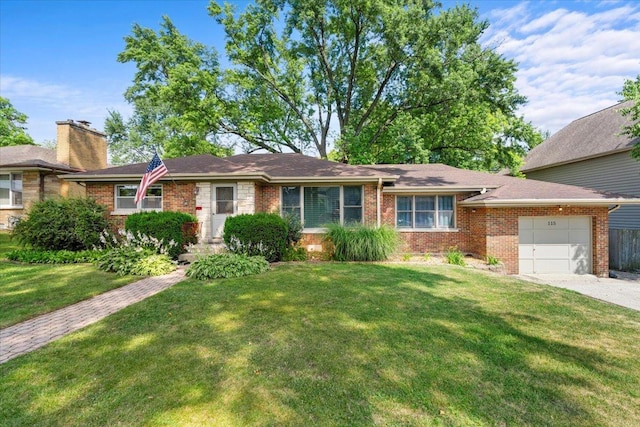 115 S Hale St, Palatine, IL 60067 - single story home with a garage, brick siding, a front yard, and driveway