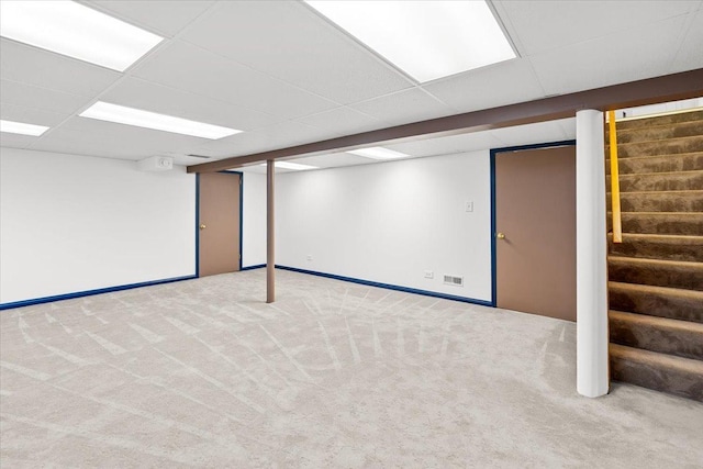115 S Hale St, Palatine, IL 60067 - finished basement featuring stairs, carpet floors, and a paneled ceiling