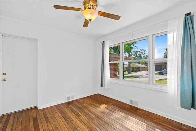 115 S Hale St, Palatine, IL 60067 - empty room with crown molding, wood-type flooring, and ceiling fan