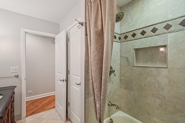 129 Kainer Ave, Barrington, IL 60010 - bathroom featuring shower / bath combo, vanity, and tile patterned floors
