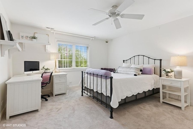 41W590 Bowgren Dr, Campton Hills, IL 60119 - bedroom with light carpet, an office area, and a ceiling fan