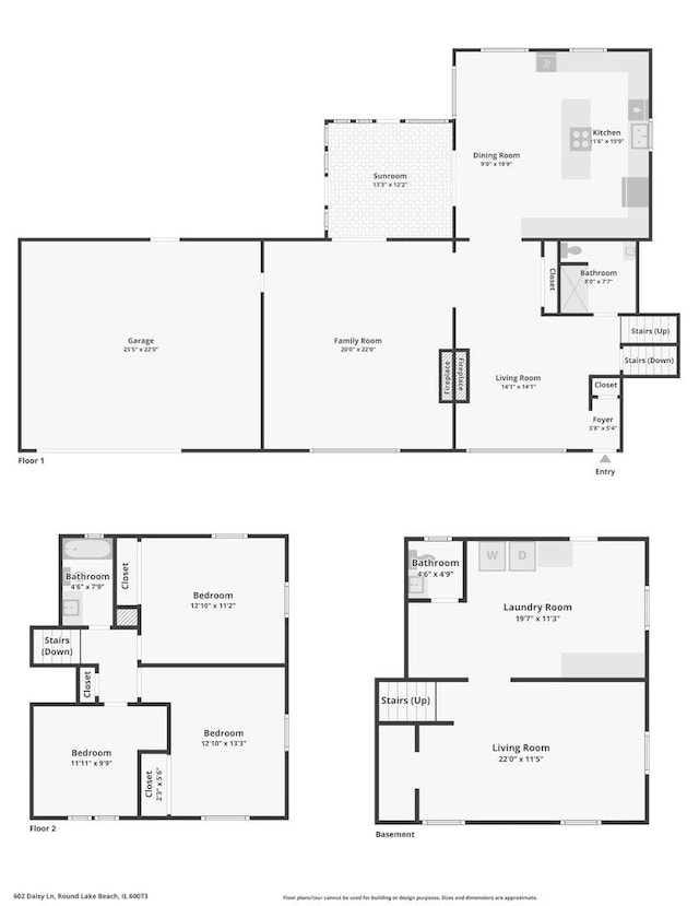 602 Daisy Ln, Round Lake Beach, IL 60073 - view of floor plan / room layout