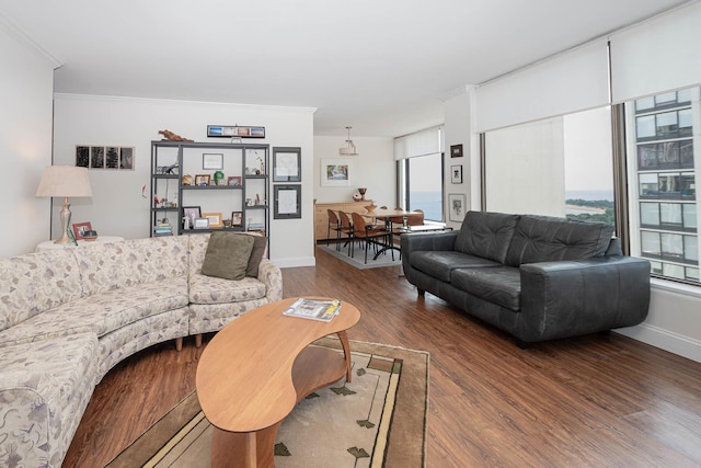 5455 N Sheridan Rd Unit 3512, Chicago, IL 60640 - living room with plenty of natural light, wood finished floors, and crown molding