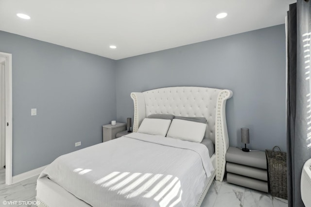 5950 N Kenmore Ave Unit 306, Chicago, IL 60660 - bedroom featuring light marble finish flooring and recessed lighting