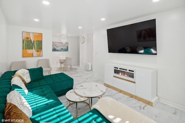 5950 N Kenmore Ave Unit 306, Chicago, IL 60660 - living area with marble finish flooring and recessed lighting