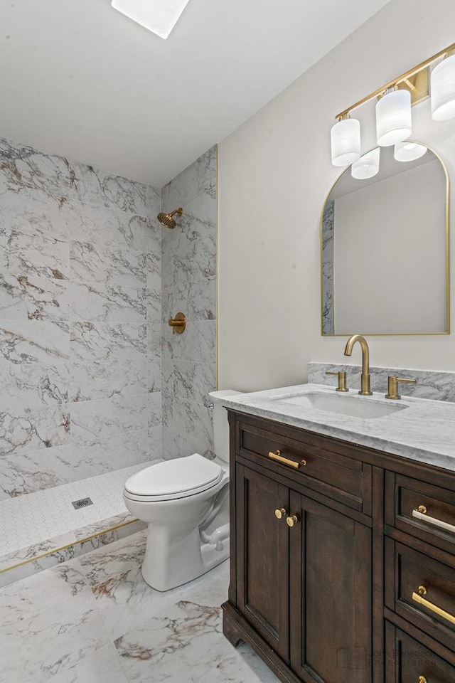 154 Newton Ave, Glen Ellyn, IL 60137 - full bathroom featuring marble look tile flooring, vanity, and a shower stall