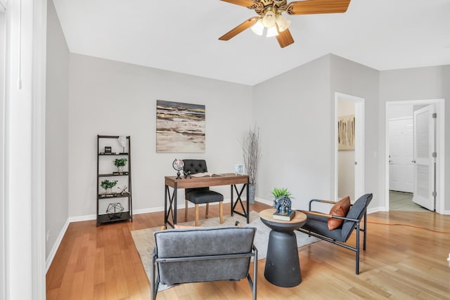 6406 Cunningham Ct, Gurnee, IL 60031 - home office featuring light wood finished floors and a ceiling fan