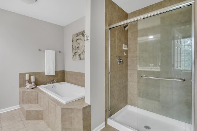 6406 Cunningham Ct, Gurnee, IL 60031 - full bathroom featuring a bath, a stall shower, and tile patterned floors