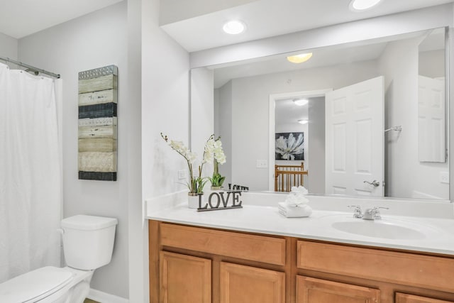 6406 Cunningham Ct, Gurnee, IL 60031 - full bathroom featuring vanity, recessed lighting, and a shower with shower curtain