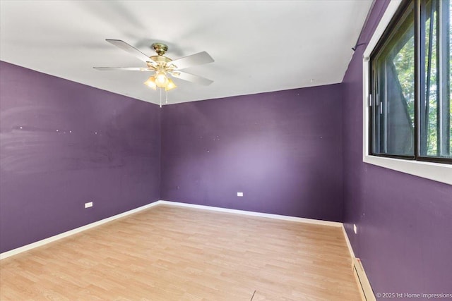 7526 S Cork Ave Unit 7526, Justice, IL 60458 - unfurnished room featuring light wood-style floors, ceiling fan, and a baseboard heating unit