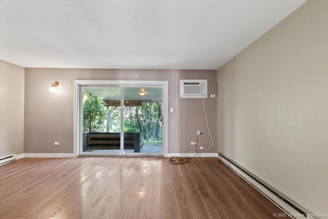 7526 S Cork Ave Unit 7526, Justice, IL 60458 - unfurnished room featuring a wall unit AC, a baseboard radiator, and wood-type flooring