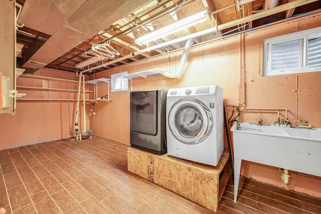 2946 W 102nd St, Evergreen Park, IL 60805 - washroom with independent washer and dryer and wood finished floors