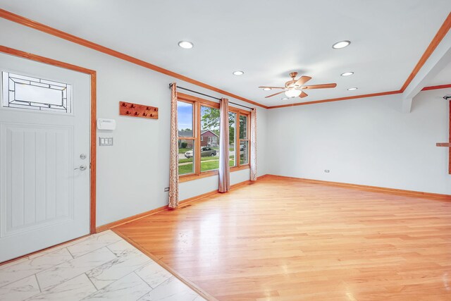 2946 W 102nd St, Evergreen Park, IL 60805 - spare room featuring a chandelier, light wood-type flooring, ornamental molding, and stairs
