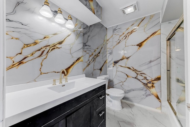 5721 Circle Dr Unit 202, Oak Lawn, IL 60453 - full bath with marble tiled floors, a marble finish shower, and vanity