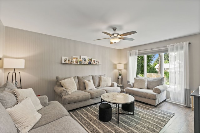 588 Arthur Dr, Cary, IL 60013 - living area featuring ceiling fan and wood finished floors