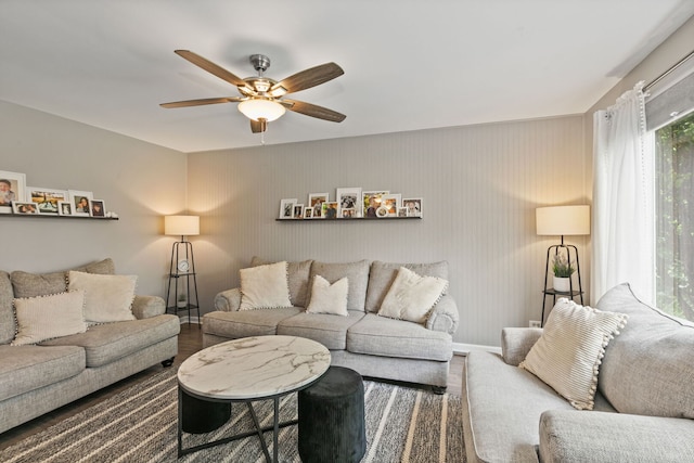 588 Arthur Dr, Cary, IL 60013 - living room featuring a ceiling fan