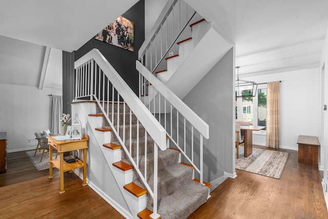2 Cedar Gate Cir, Sugar Grove, IL 60554 - staircase with a chandelier and wood finished floors