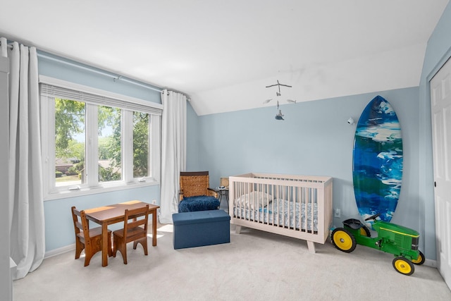 2 Cedar Gate Cir, Sugar Grove, IL 60554 - bedroom featuring carpet floors, vaulted ceiling, and a nursery area