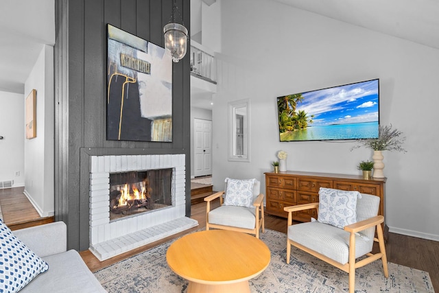 2 Cedar Gate Cir, Sugar Grove, IL 60554 - living area featuring wood finished floors and a fireplace