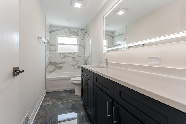 15709 Maryland Ave, Dolton, IL 60419 - bathroom with vanity, shower / bathtub combination, and marble finish flooring