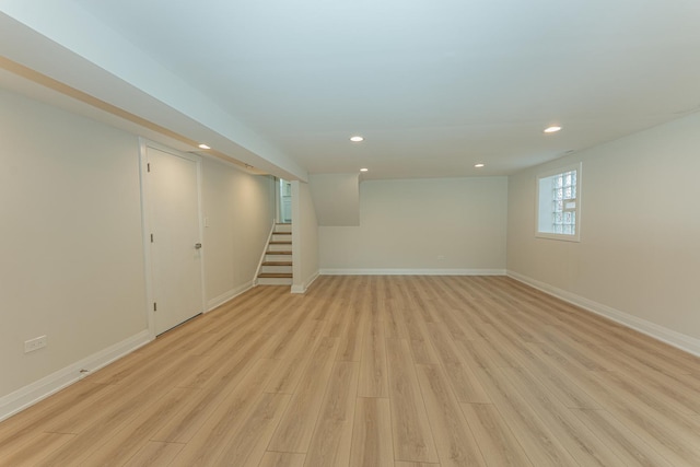 15709 Maryland Ave, Dolton, IL 60419 - basement with stairs, light wood-style flooring, and recessed lighting